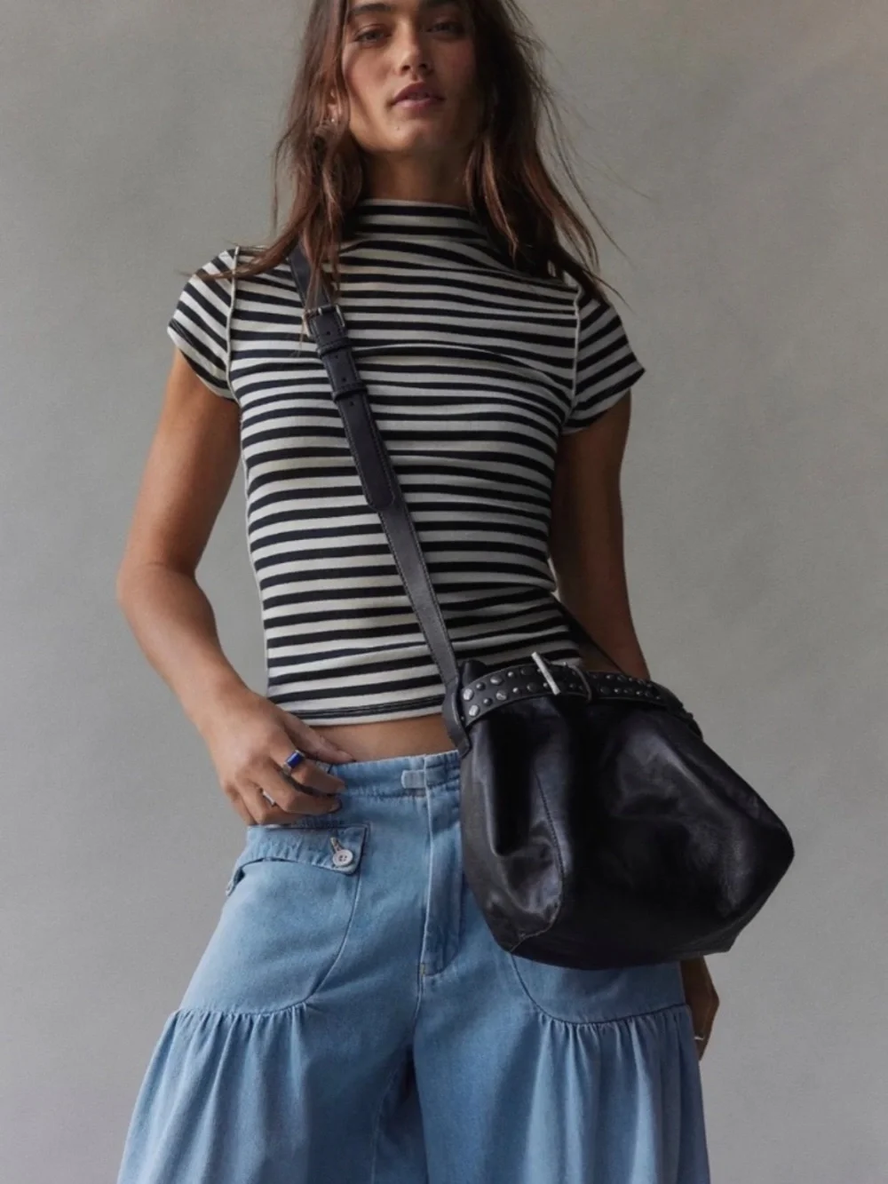 Free People┆Embellished Belt Bucked Bag┆Black┆307